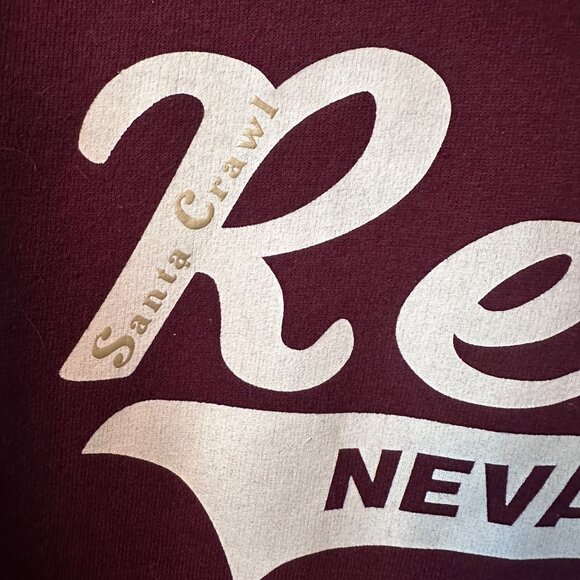 Reno Nevada Santa Crawl Maroon Hoodie By Port & Company Core Fleece M 50% Cotton - Picture 3 of 7